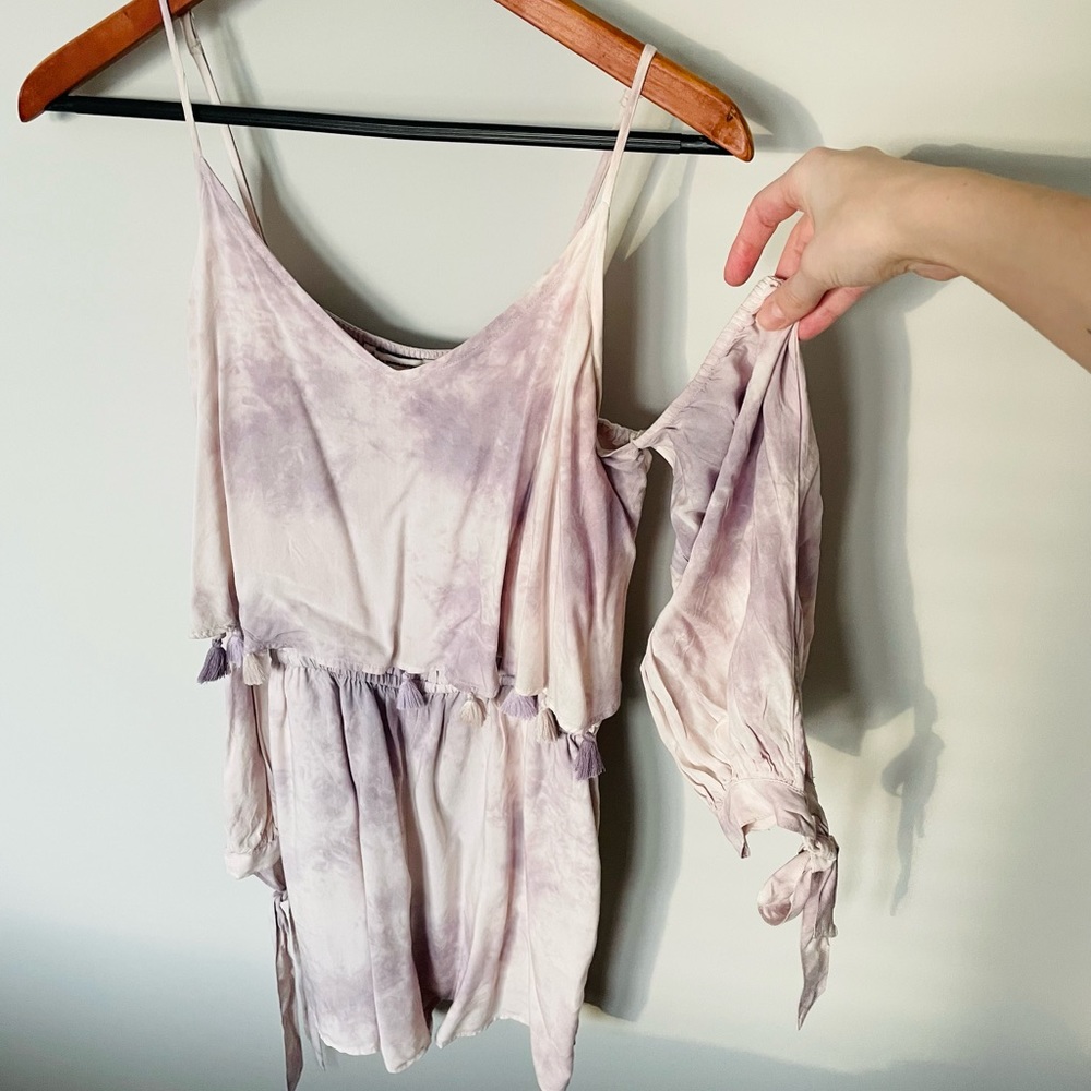 American Eagle Tie Dye Cold Shoulder Romper